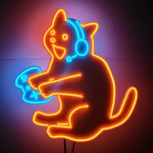 네온사인 고양이 게임 게이머 led 조명