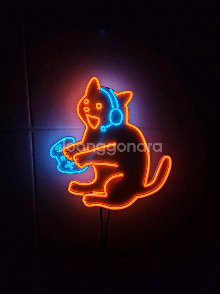 네온사인 고양이 게임 게이머 led 조명--1