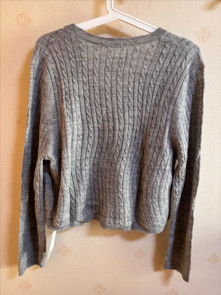 그레이색 골지 니트 가디건 & 나시 세트--1