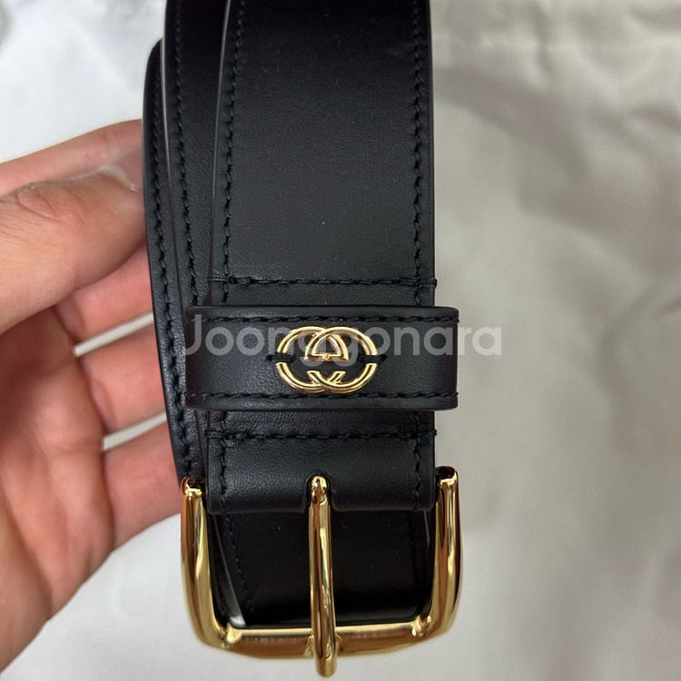 (새상품) 구찌 인터로킹 G 벨트 블랙 금장 80사이즈--3