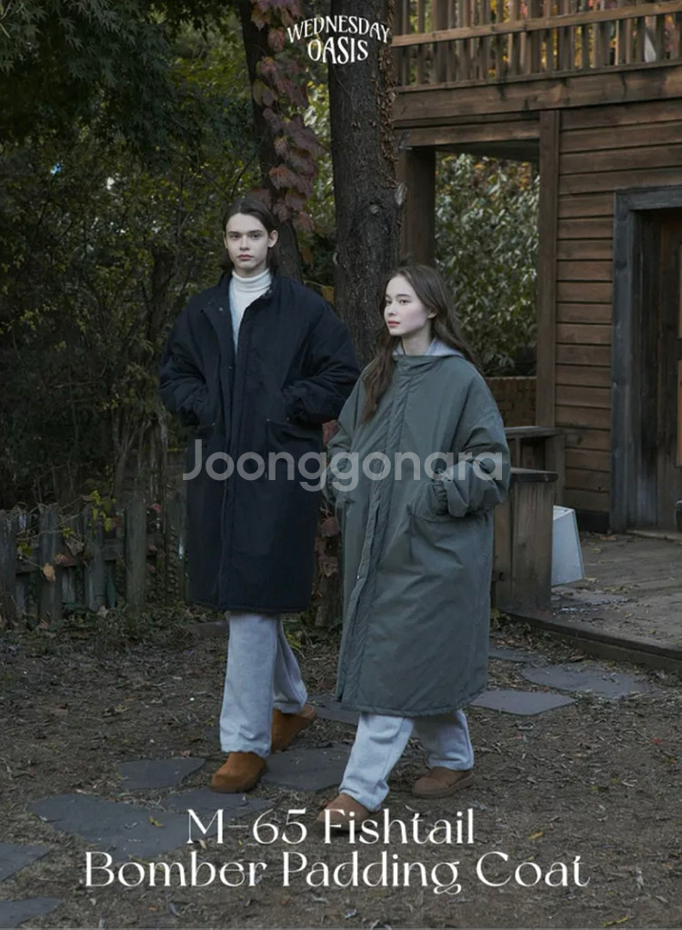 웬즈데이오아시스 피쉬테일 야상 패딩 코트 블랙 m사이즈--0