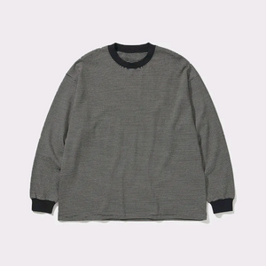 스트라이프 맨투맨 티셔츠 긴팔 라운드넥 벌룬소매 지그재그 데일리룩