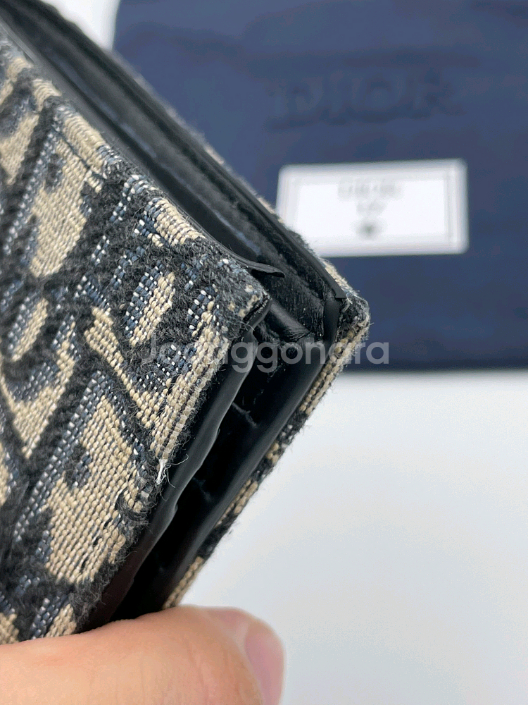 [ 풀구성 / 새상품급 ] 정품 디올 오블리크 반지갑 베이지--5