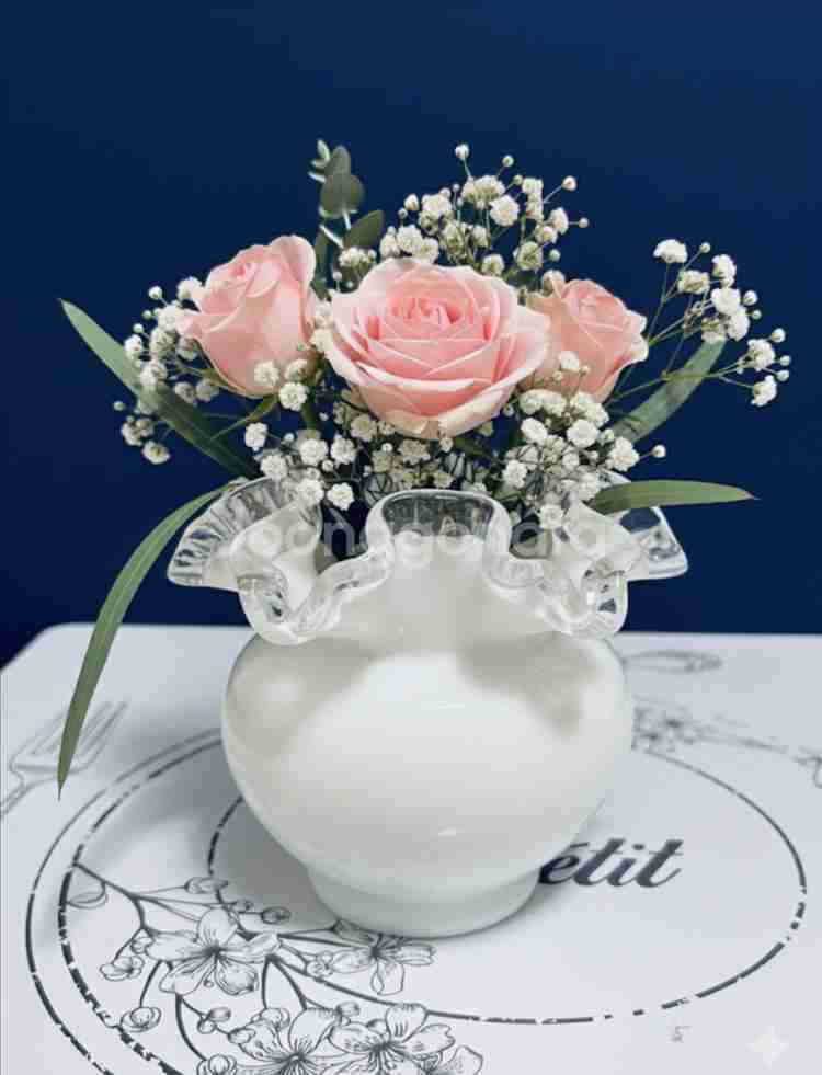 빈티지 팬톤 아트 글라스 실버 크레스트 미니 화병--7