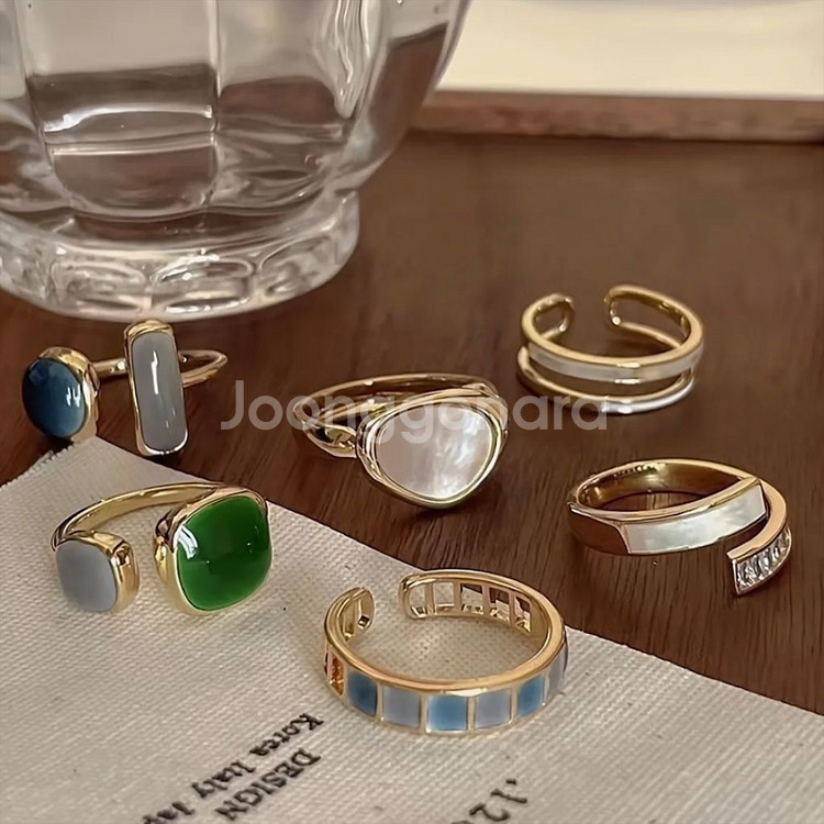 골드 오픈링 반지 6종 세트--1