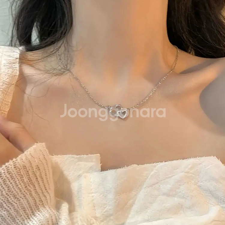 하트 펜던트 큐빅 목걸이--1