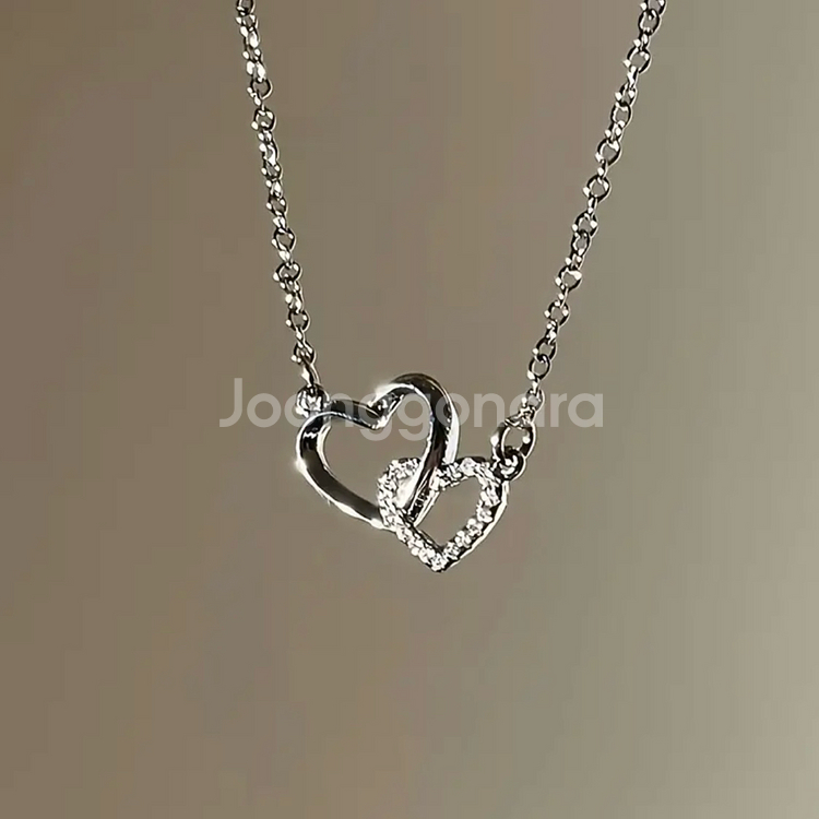 하트 펜던트 큐빅 목걸이--2