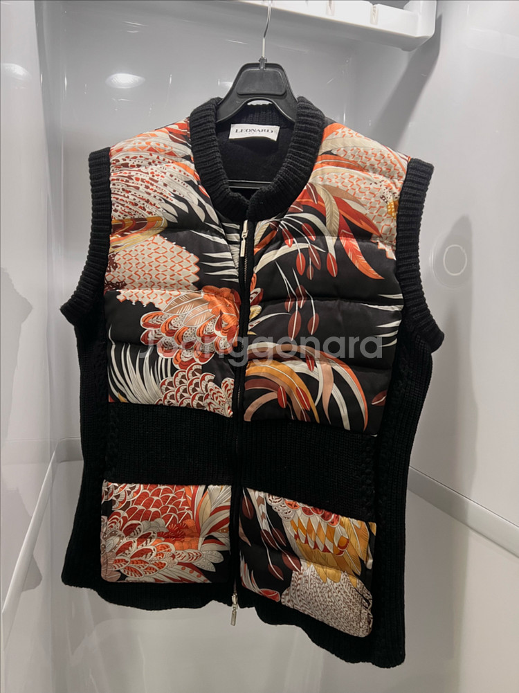 XL) 레오나드 LEONARD 캐시미어 구스다운 베스트 거위털 니트 패딩 조끼 점퍼 자켓 레오날드--0