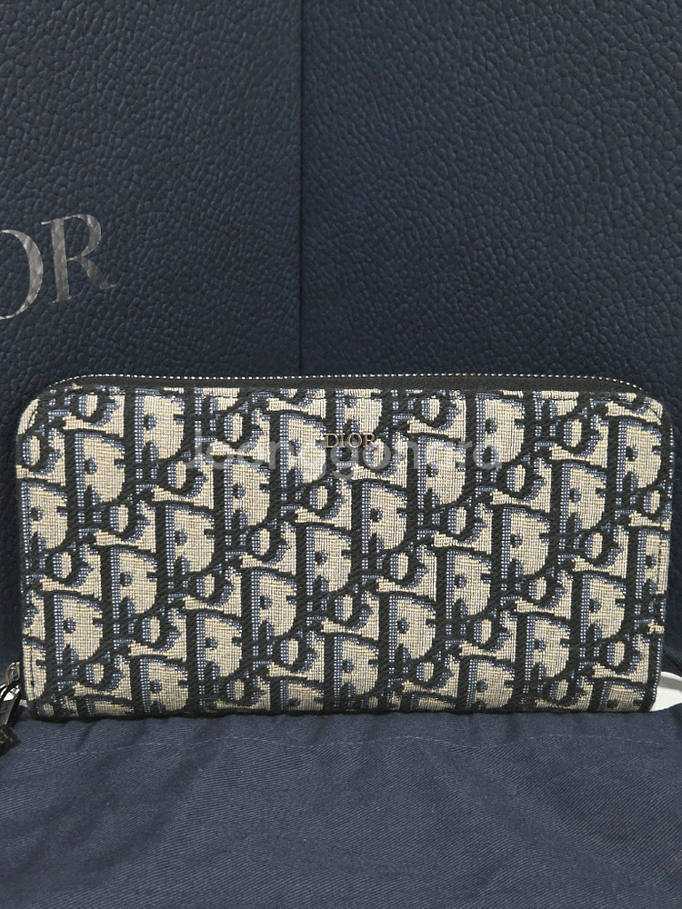 [새상품] 디올 오블리크 자카드 지퍼 장지갑--1