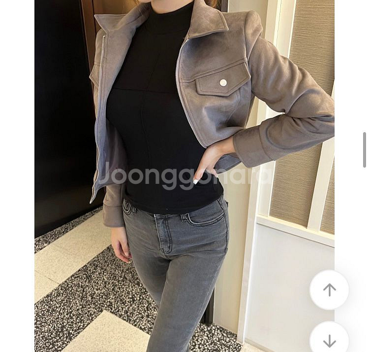 톰 스웨이드 카라 자켓 차콜--1