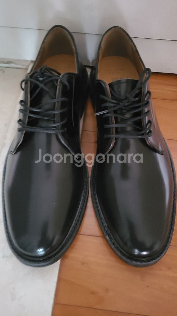 한정판 슈팬x깡 콜라보 홍창 가죽 더비 5홀 구두--0