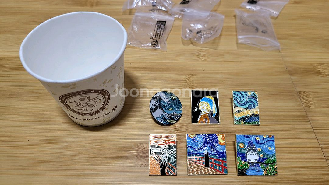 새상품) 명화 패러디 금속뱃지 6종 일괄--1