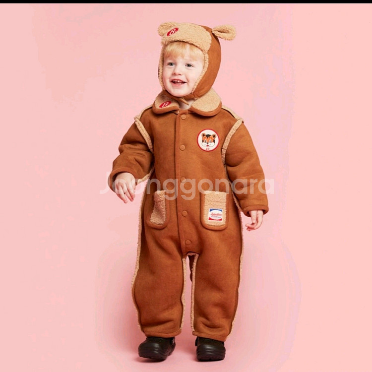 베베드피노 무스탕 오버롤(100)+모자 세트판매(오버롤만 새상품)--0