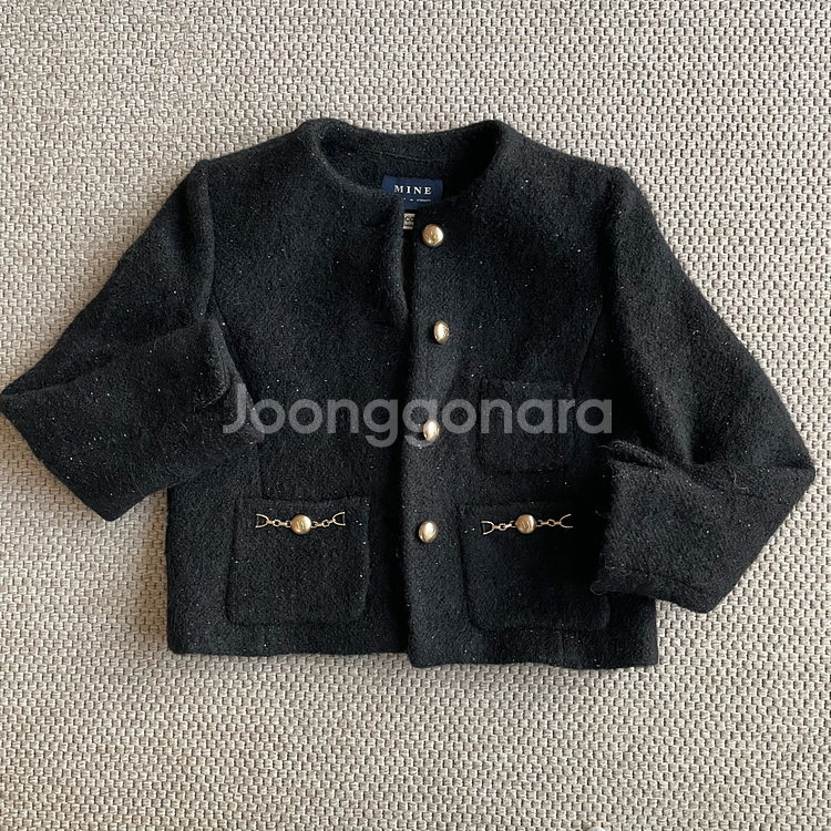 MINE 마인 블랙 울 혼방 자켓--0