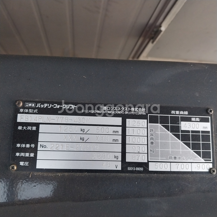 니찌유 전동지게차 1.4톤 사이드쉬프트장착 3단4300MM 485AH베터리 2018년식--5