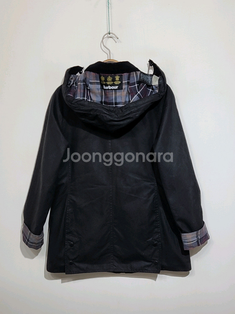 (S) 바버 비드넬 왁스자켓 블랙 왁싱점퍼 후드탈부착--6