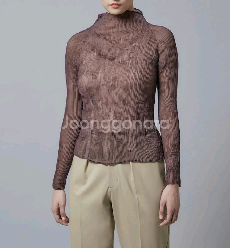 이세이미야케 탑 쉬폰 트위스트1 탑 나슈 브라운 2사이즈--5