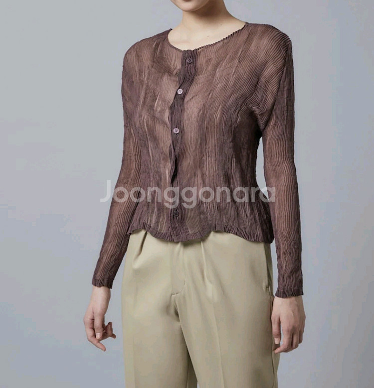 이세이미야케 가디건 쉬폰 트위스트1 가디건 나슈 브라운 2사이즈--5