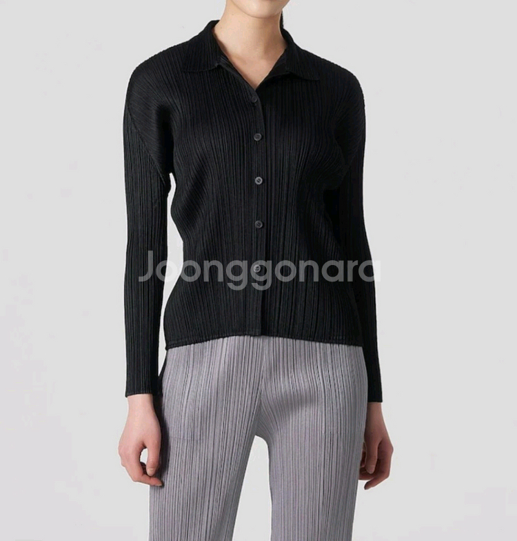 이세이미야케 플리츠플리즈 탑 베이직 셔츠 탑 블랙 3사이즈--5