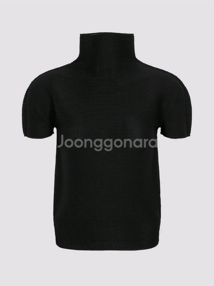 미 이세이미야케 탑 스트레치 플리츠 탑 블랙 F사이즈--0