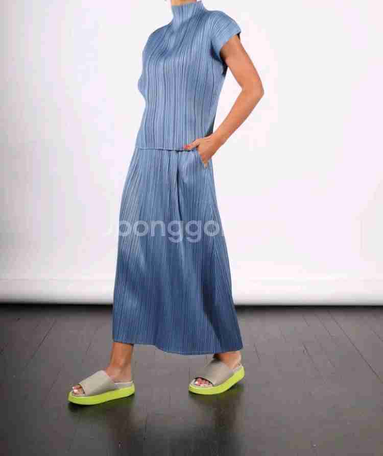 이세이미야케 플리츠플리즈 스커트 6월 먼슬리 스커트 스틸블루 3사이즈--5