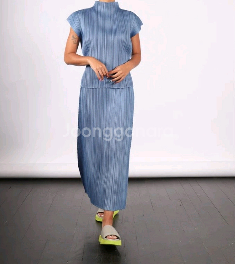 이세이미야케 플리츠플리즈 스커트 6월 먼슬리 스커트 스틸블루 3사이즈--6