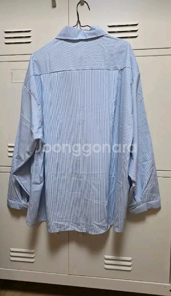 오버핏 스트라이프 셔츠 - 블루,프리--6