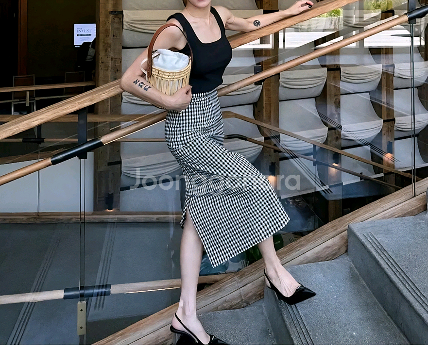 UTG 업타운걸 깅엄 체크 스커트 - S--2