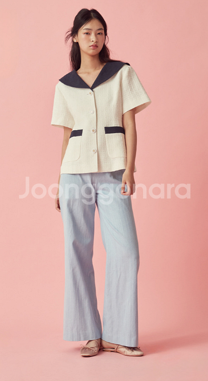 (새상품, 택O)쟈니헤잇재즈 리본 벨티드 트위드 자켓 화이트--6