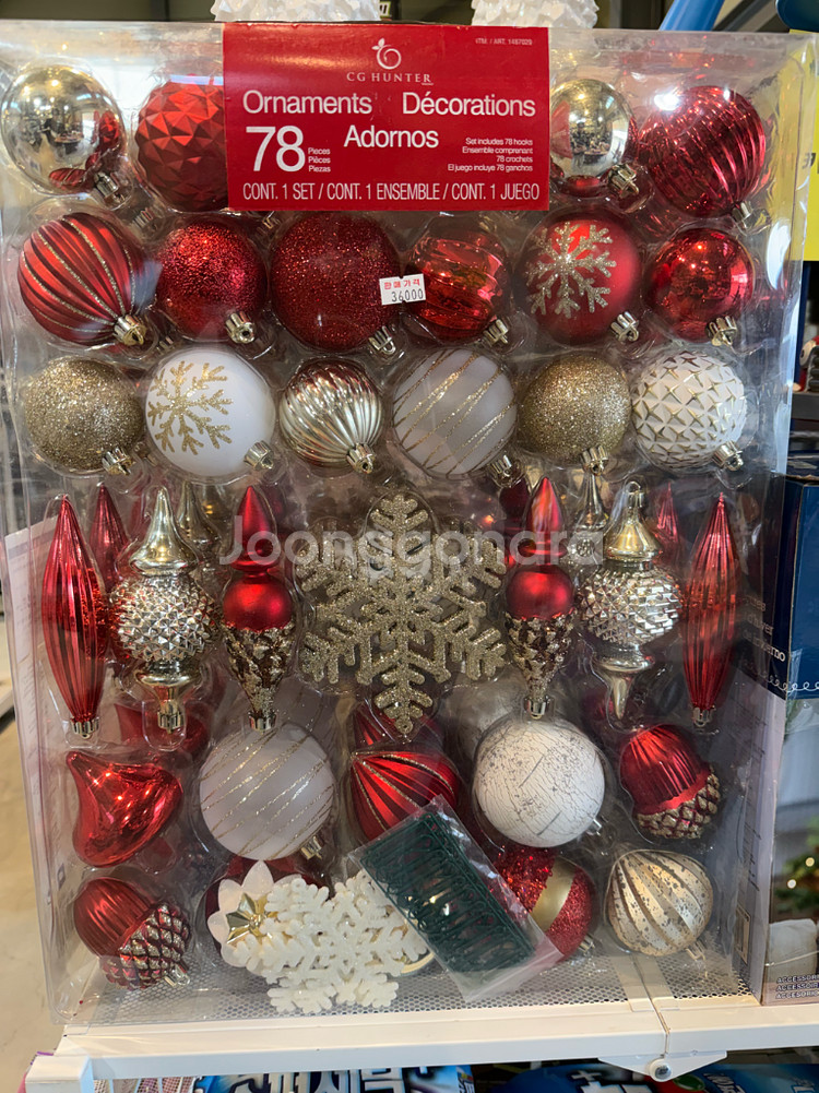 코스트코 크리스마스트리 장식 오너먼트 78피스--0