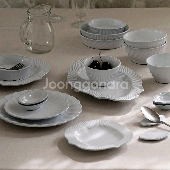 쓰임 블랑 4인 홈세트 27P 화이트 식기 그릇 접시--0