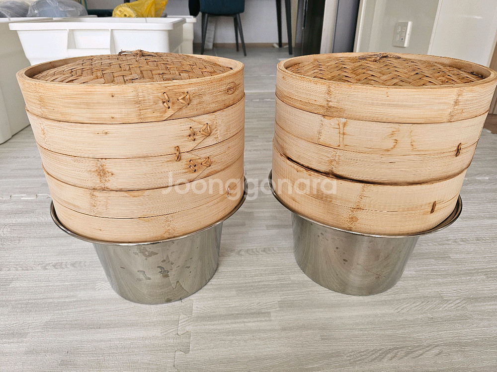 프리미엄 대나무 찜기 2단 , 스텐 물솥 세트--0