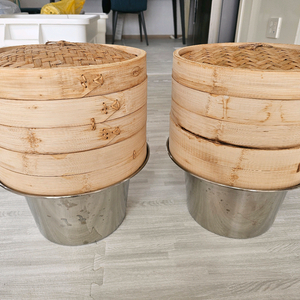 프리미엄 대나무 찜기 2단 , 스텐 물솥 세트