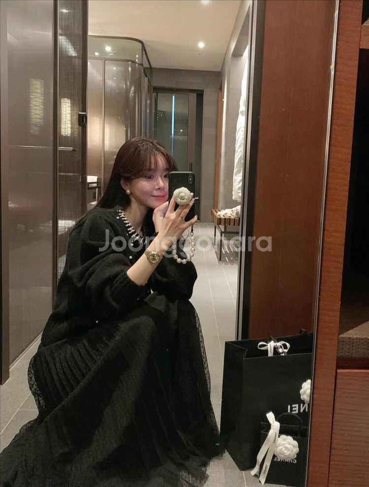 바이씨니 도트샤 스커트 블랙--0