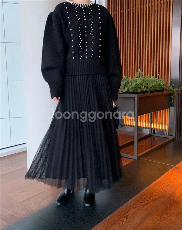 바이씨니 도트샤 스커트 블랙--2