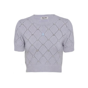 미우미우 크리스탈 니트 반팔티