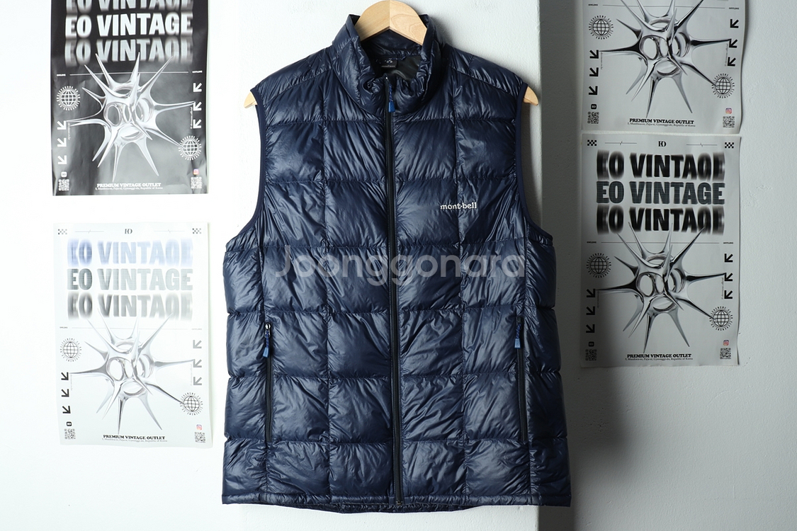 (L-XL) 몽벨 패딩 점퍼자켓 조끼 구스다운 네이비--1