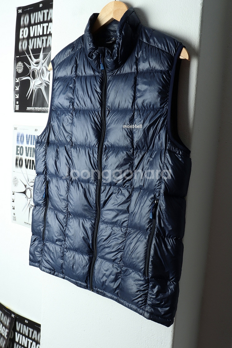 (L-XL) 몽벨 패딩 점퍼자켓 조끼 구스다운 네이비--0