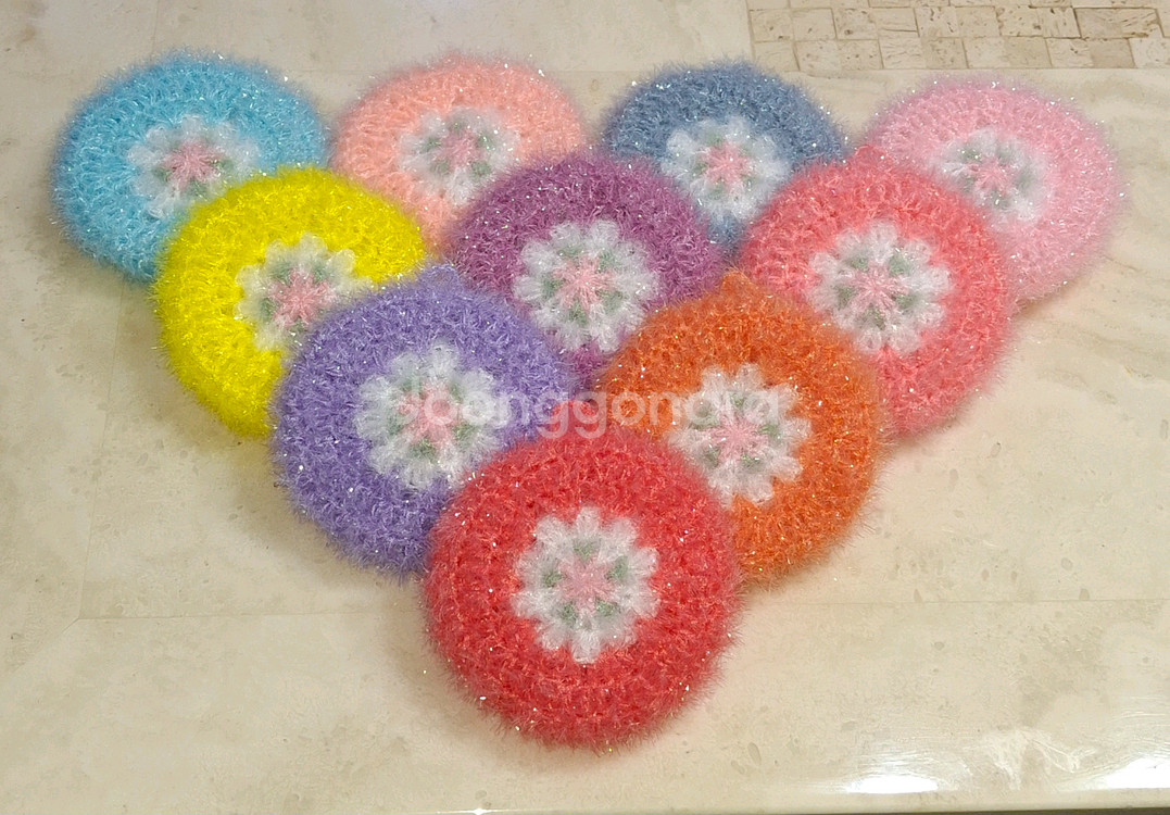 봄꽃호빵수세미 10개--0