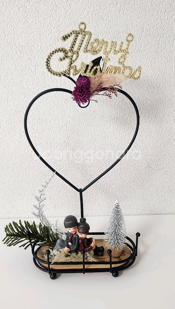 새상품)크리스마스 트리 철제 하트장식 프리저브드플라워--0