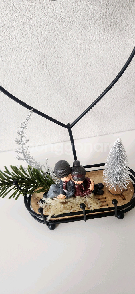 새상품)크리스마스 트리 철제 하트장식 프리저브드플라워--1