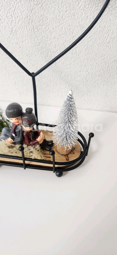 새상품)크리스마스 트리 철제 하트장식 프리저브드플라워--4