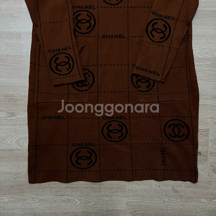 샤넬 로고 패턴 롱 니트 원피스 [브라운] M/95--2