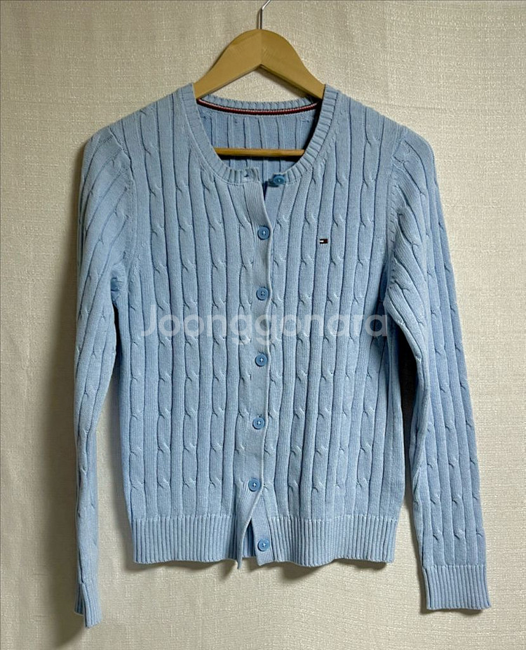타미힐피거 U넥 니트 꽤배기 가디건 M--0