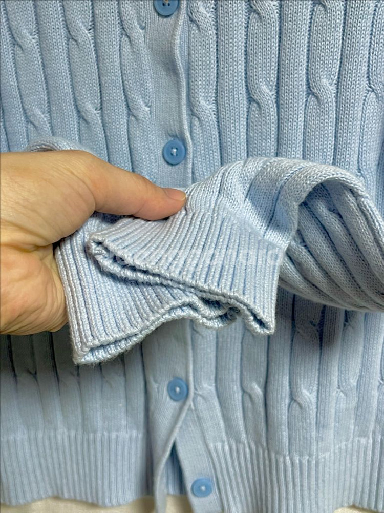 타미힐피거 U넥 니트 꽤배기 가디건 M--1