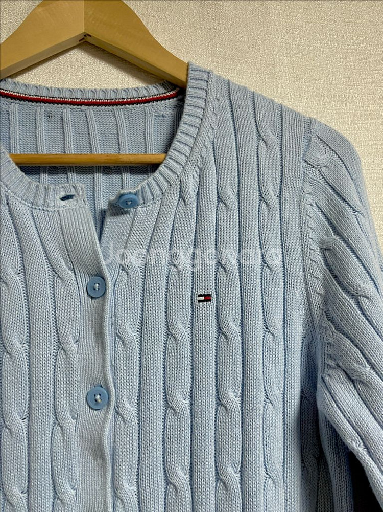 타미힐피거 U넥 니트 꽤배기 가디건 M--4