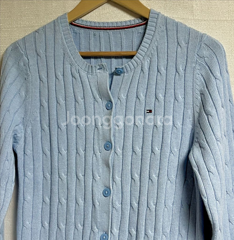 타미힐피거 U넥 니트 꽤배기 가디건 M--2