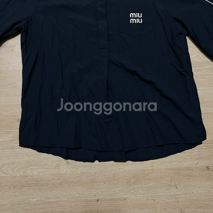 miu miu 미우미우 리본 크롭 반팔 블라우스 셔츠 [네이비] FREE--2