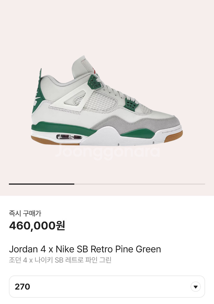 나이키 조던4 SB 파인그린 270--2