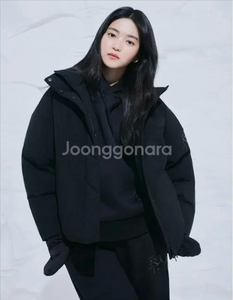 새옷같은 상태 코오롱 김태리 푸퍼 후드패딩 구스다운 프리사이즈 95--0